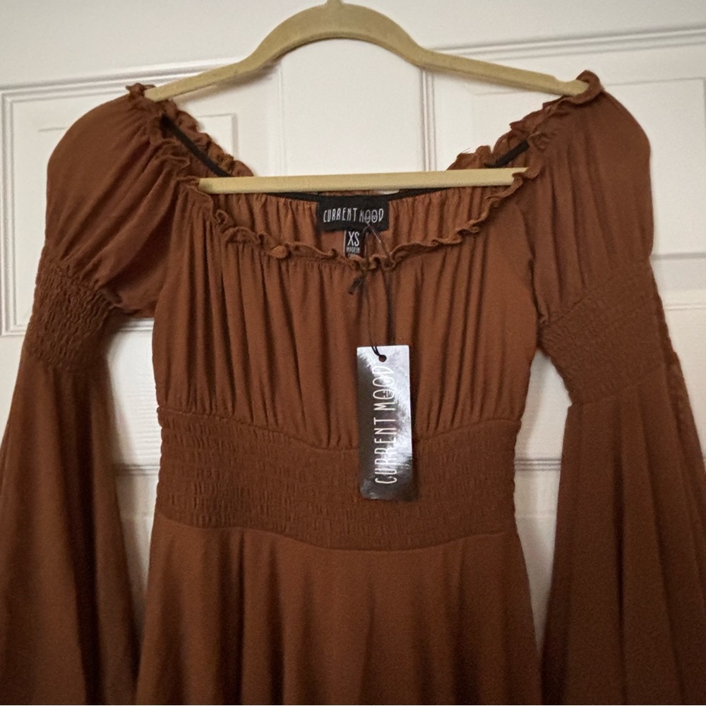 NWT Dolls Kill MUSICAL ODYSSEY MINI DRESS - BROWN CURRENT MOOD XS - Picture 14 of 15